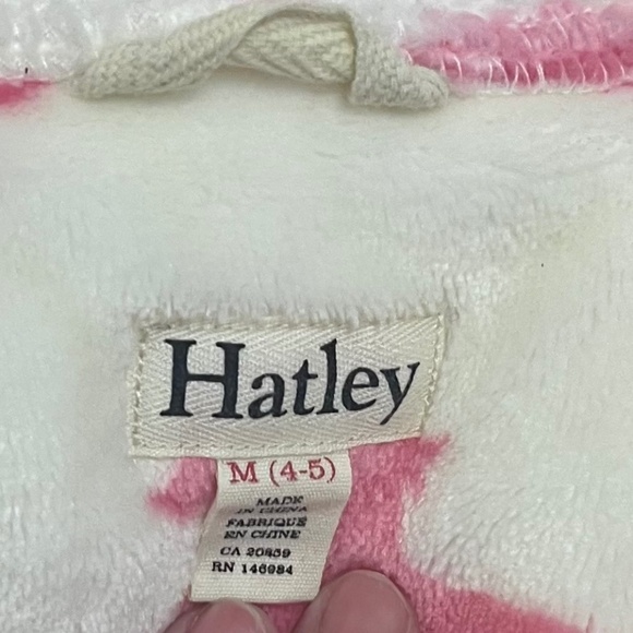 HATLEY Girls' Horse Print Fleece Robe, Cream / Pink, Hooded, 4-5 years - Picture 4 of 8
